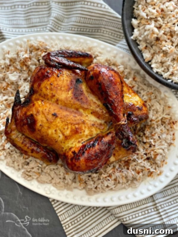 Jamaican Jerk Glazed Chicken over Sweet Coconut Rice