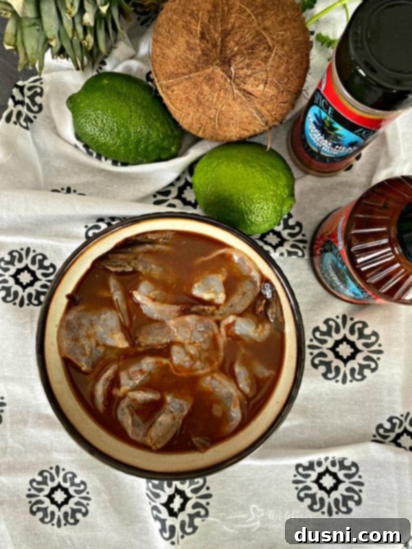 Spicy Caribbean Shrimp marinating
