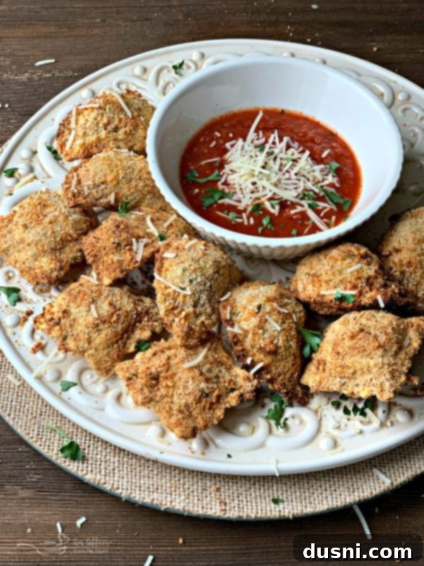 Crispy Air Fryer Toasted Ravioli with Marinara