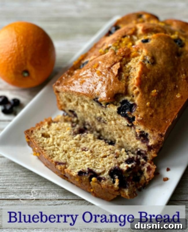 A perfectly baked loaf of Blueberry Orange Bread, golden and inviting, cooling on a wire rack.