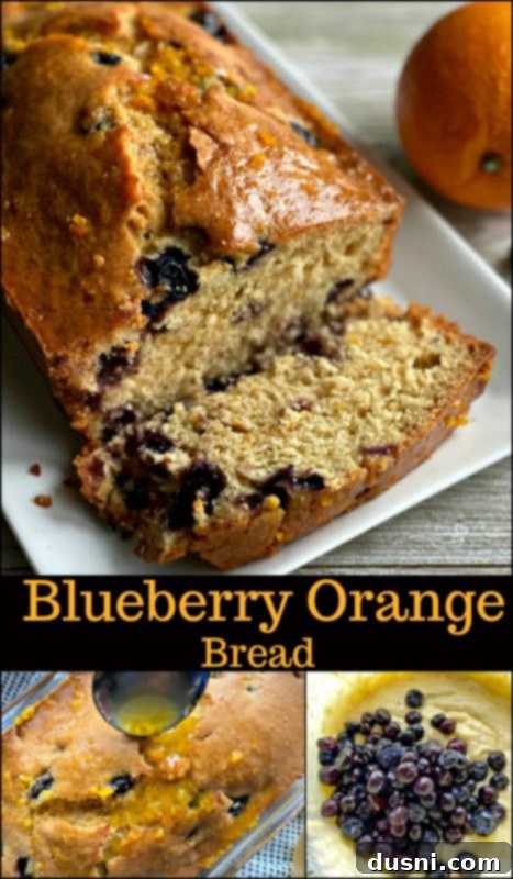 A Pinterest-friendly image for Blueberry Orange Bread, encouraging users to save the recipe.