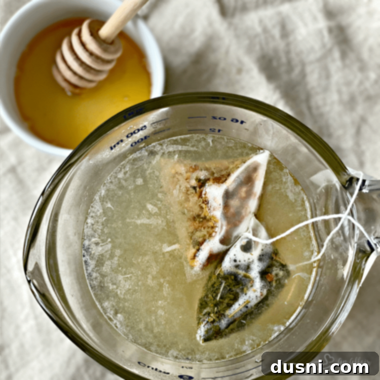 Making a Starbucks Medicine Ball at home, ingredients and mug