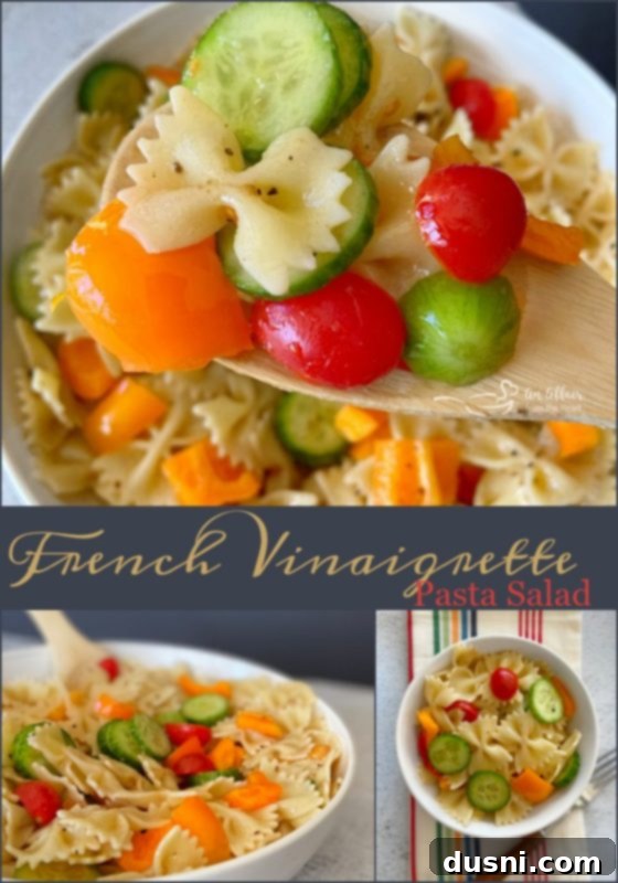 Easy French Vinaigrette Pasta Salad on a plate