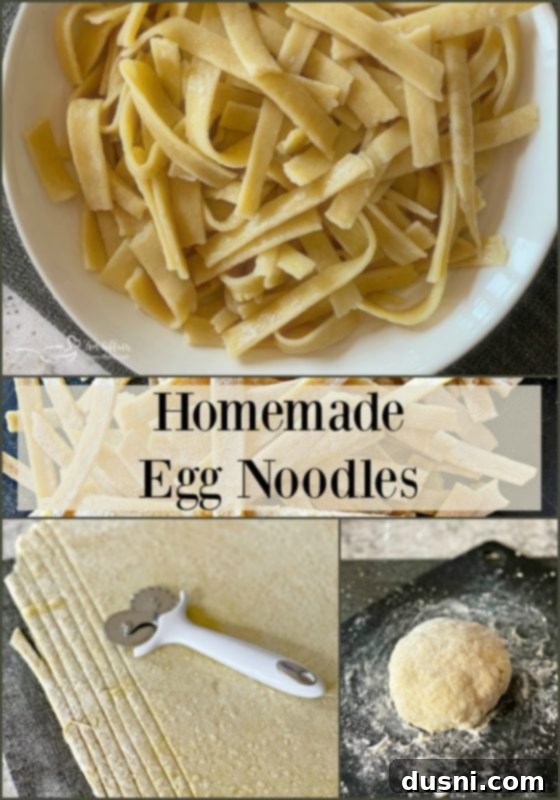 Homemade egg noodles in a bowl