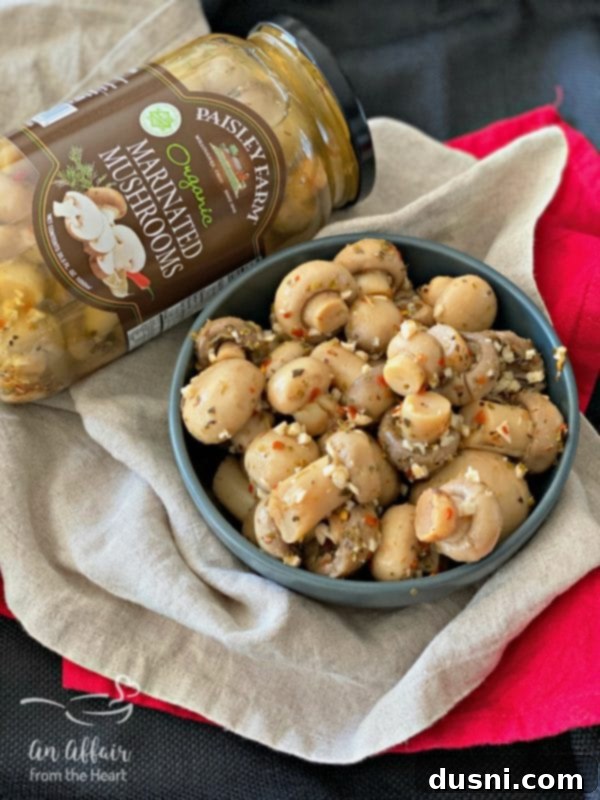 Bold Sausage, Mushroom and Golden Tot Bake 13 Paisley Farm Foods Organic Marinated Mushrooms
