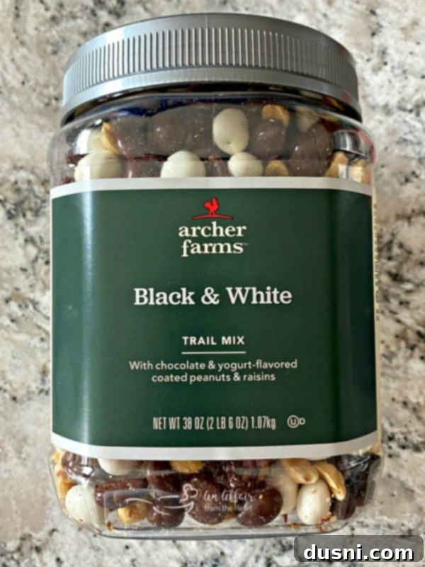 Archer Farms Black & White Trail Mix featuring peanuts and chocolate and yogurt covered raisins