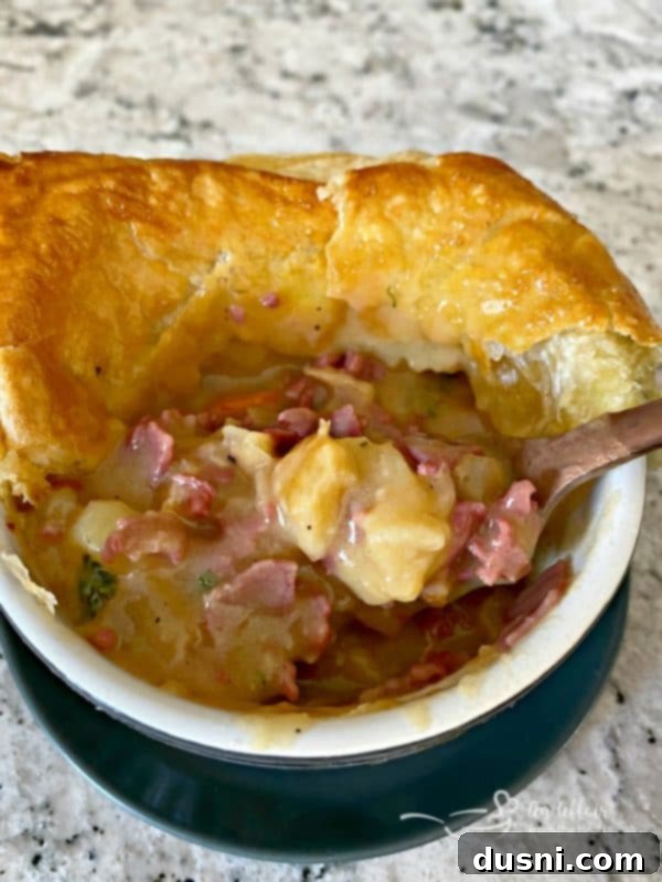 Reuben Pot Pies served, ready to be enjoyed.