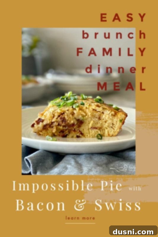 Impossible Pie with Bacon & Swiss on a wooden board