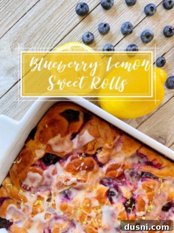 Sunshine Lemon Blueberry Rolls 15 A close-up of a Lemon Blueberry Sweet Roll, showing the fluffy dough and juicy filling