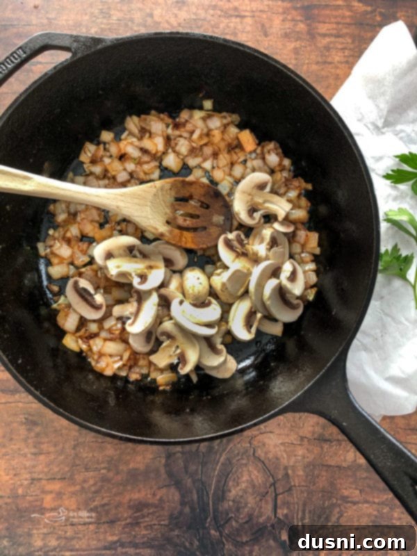 Classic Salisbury Steak Meatballs 12 Sautéing onions and mushrooms for Salisbury Steak Meatball gravy