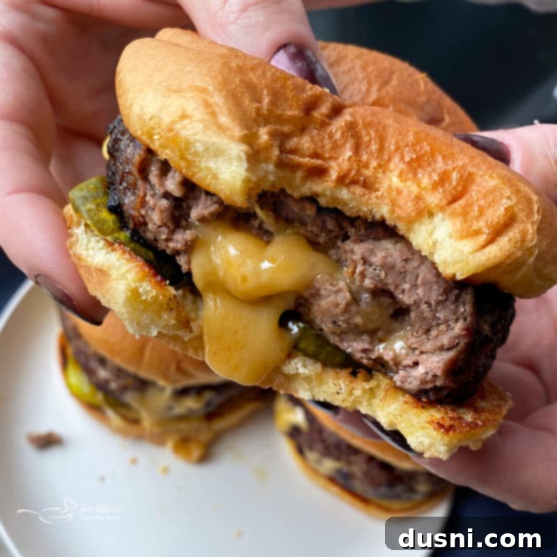 Molten Core Cheeseburger 10 Inside view of a Jucy Lucy Burger