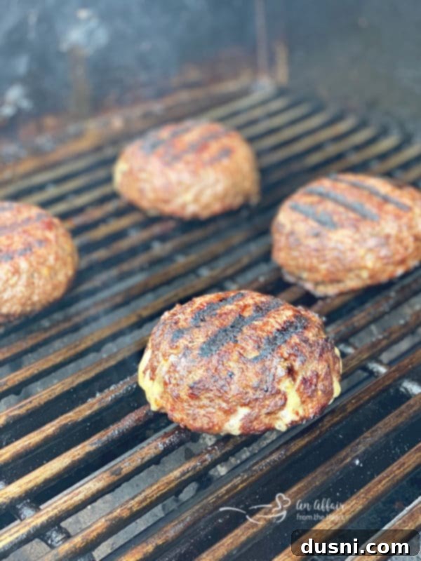 Molten Core Cheeseburger 7 Jucy Lucy Burgers on the grill