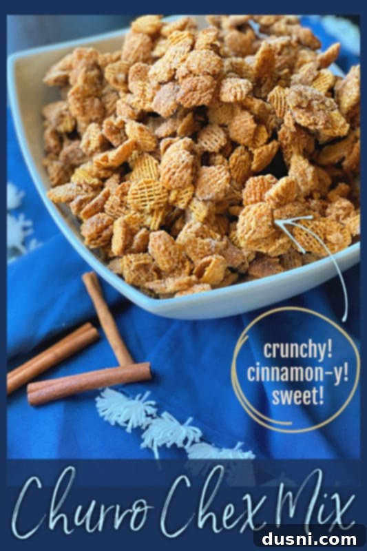 A hand reaching for a bowl of Caramel Churro Chex Mix