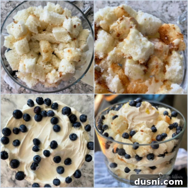 Ingredients for Lemon Blueberry Trifle on a counter