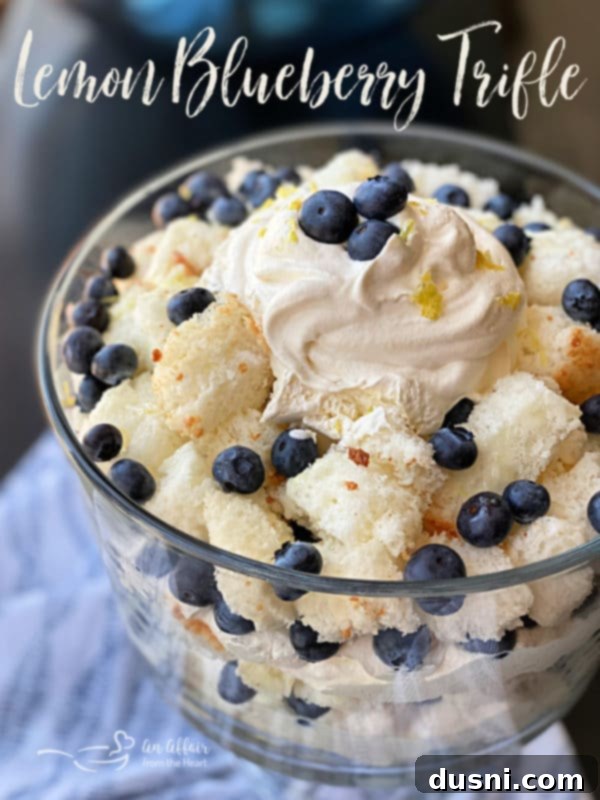 Lemon Blueberry Trifle in a serving bowl