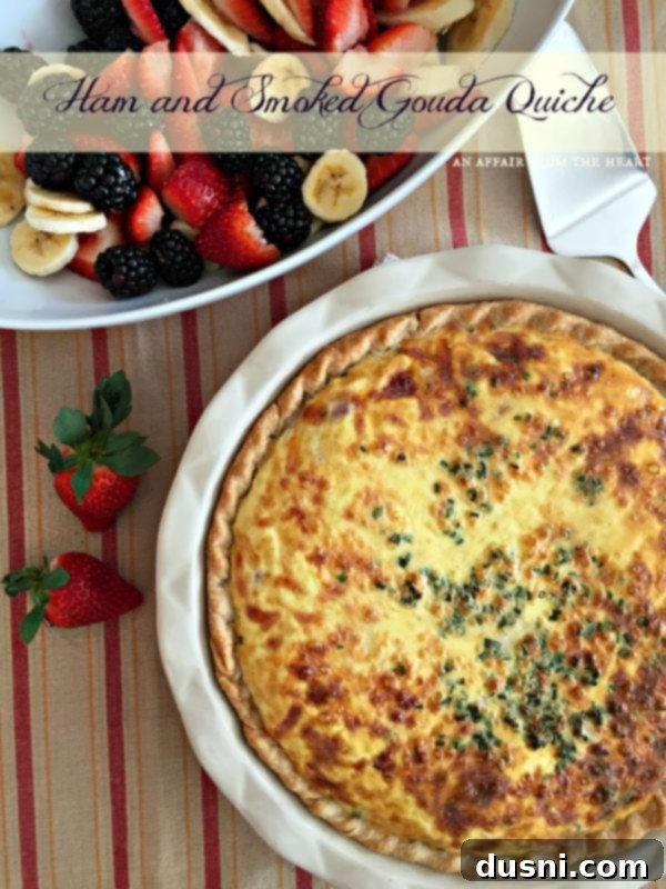 Ham and Smoked Gouda Quiche, a delicious way to use leftover smoked ham