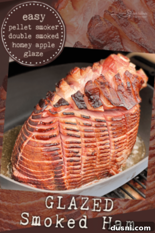 Glazed Smoked Ham - An Affair from the Heart, showing a beautifully carved ham on a serving platter