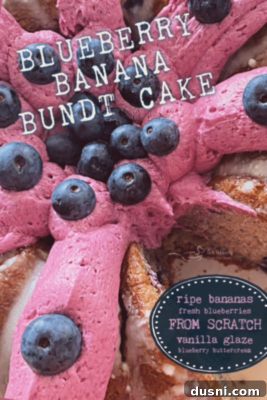 Blueberry Banana Bundt Cake Pin It graphic