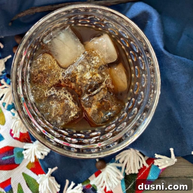 Homemade Kahlua in a stylish bottle, ready to be served or gifted.