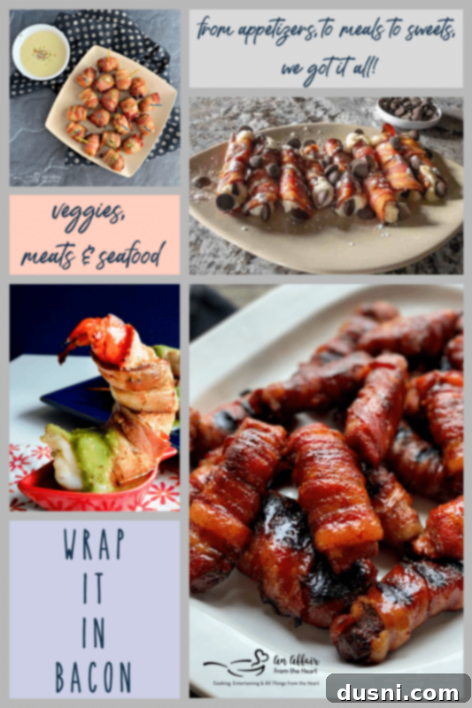 Bacon's Embrace: Recipes for Wrapped Perfection 3 Close-up of a perfectly cooked bacon-wrapped appetizer, possibly dates or another bite-sized treat.