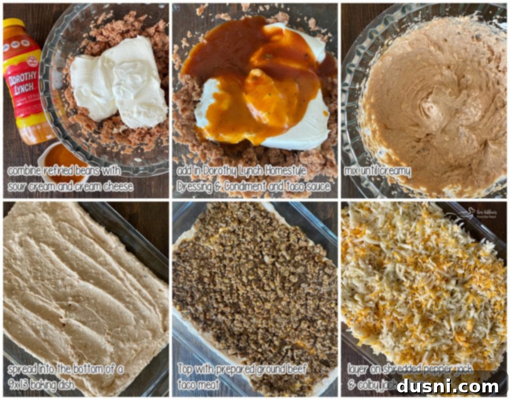 Ingredients being mixed for Dorothy's Hot Taco Dip