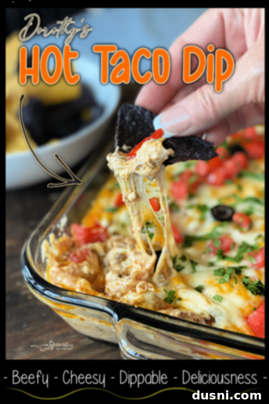 Dorothy's Hot Taco Dip served with a large platter of tortilla chips