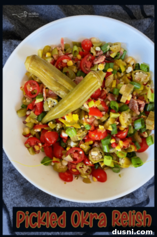 Zesty Okra Delight 14 Pickled Okra Relish on a platter with sliced okra