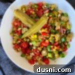 Zesty Okra Delight 16 Pickled Okra Relish in a white bowl, ready to be served as a topping