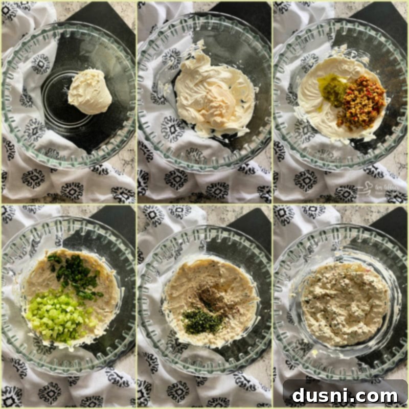 Step-by-step image showing ingredients for Olive Dip