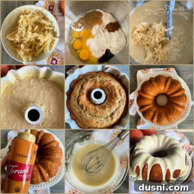 Caramel Apple Tea Cake ingredients collage.