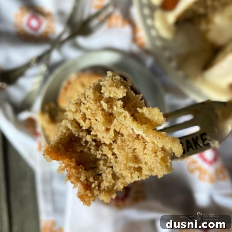 Close-up of a Caramel Apple Tea Cake slice showing texture.