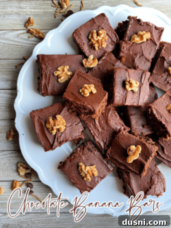 Ultimate Chocolate Banana Bars 10 Close-up of frosted Chocolate Banana Bars