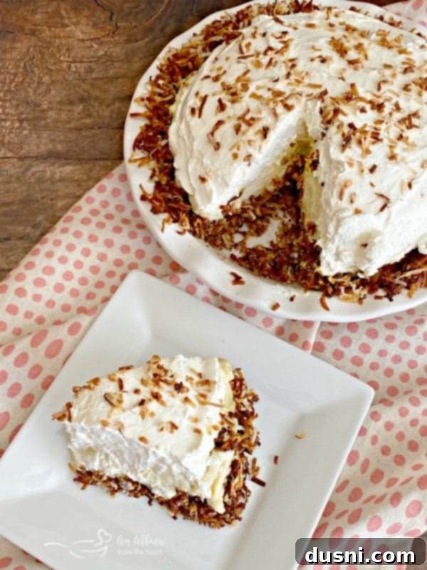 Top view of a beautifully prepared Coconut Banana Cream Pie
