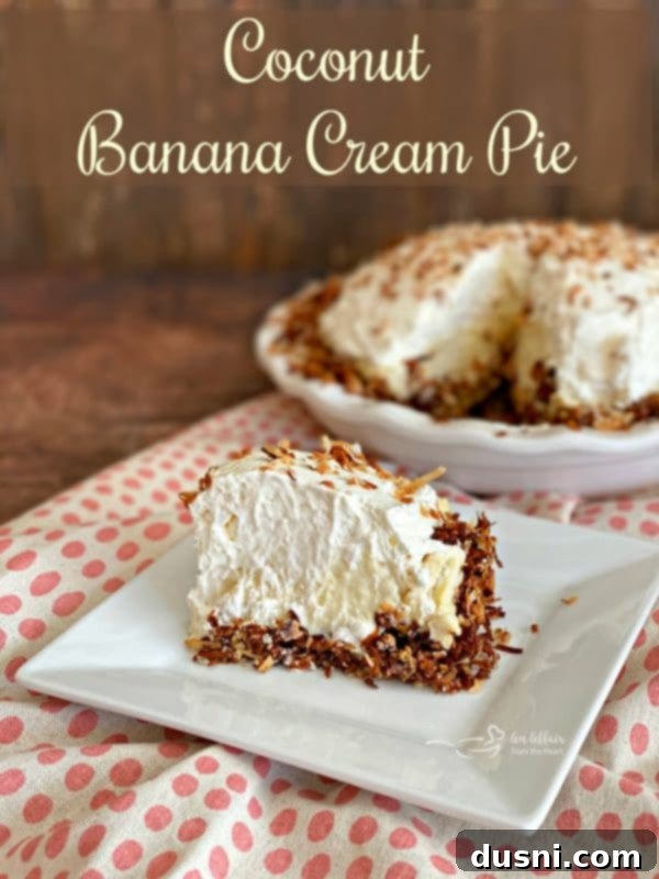 Hero shot of a glorious Banana and Coconut Cream Pie - An Affair from the Heart