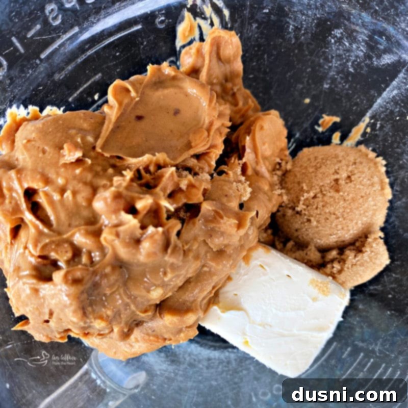 A Hauntingly Delicious Halloween Spread Sweet Savory and Peanut Butter Dip 6 A bowl of creamy peanut butter dip, garnished with a few peanuts, ready for dipping on a Halloween themed background.