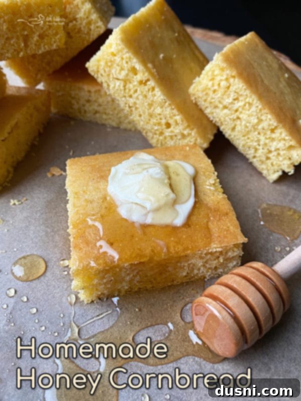 Fluffy Honey Cornbread Bliss 11 Homemade Honey Cornbread slices on a cooling rack
