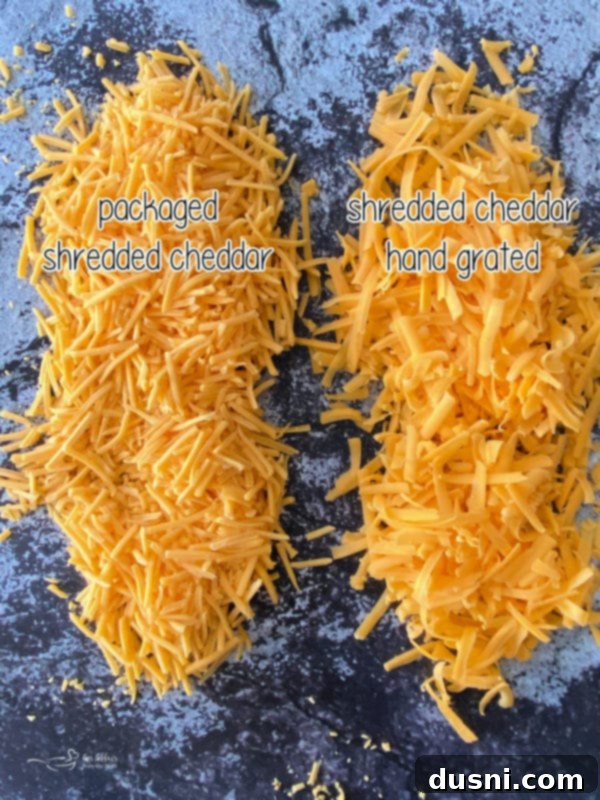 Why Freshly Grated Cheese Beats the Bag Every Time 4 Side by side comparison of grated cheese