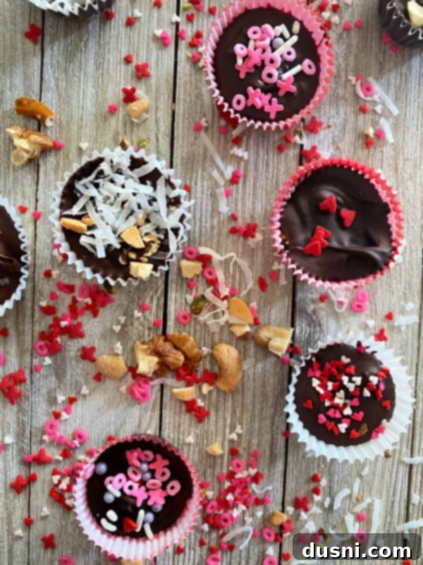 Decadent Homemade Chocolate Cups 11 Chocolate candy cups decorated for Valentine's Day