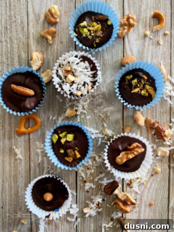Decadent Homemade Chocolate Cups 9 Close up of chocolate candy cups in mini muffin liners