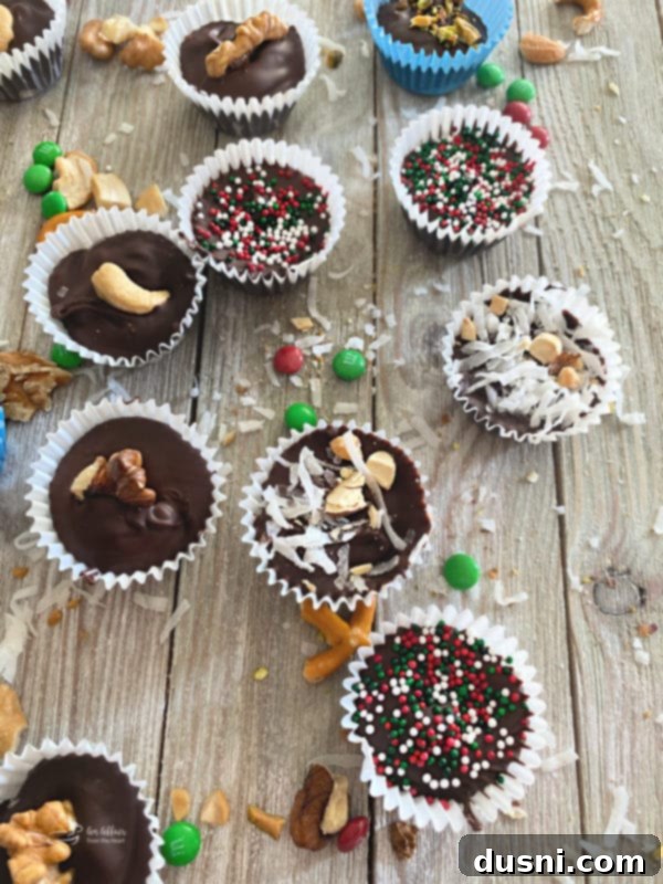 Decadent Homemade Chocolate Cups 10 Chocolate candy cups decorated for Christmas