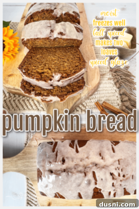 Pumpkin bread with a perfectly drizzled spiced glaze