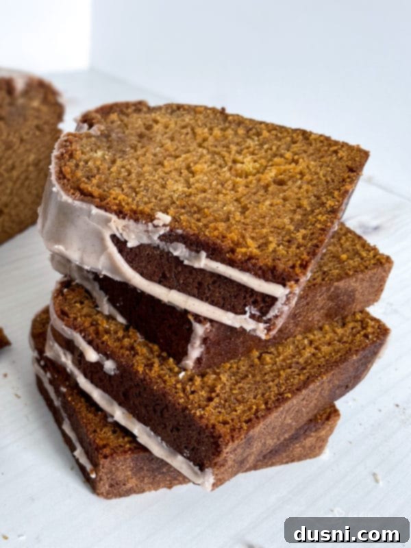 Warm, freshly sliced pumpkin bread ready to eat