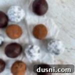 Decadent Bourbon Chocolate Truffles 16 Overhead of bittersweet chocolate bourbon balls