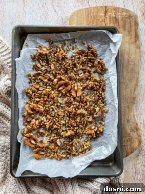 Decadent Bourbon Chocolate Truffles 5 Toasting walnuts for bourbon balls