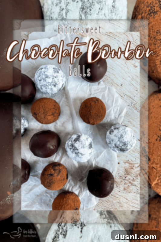 Decadent Bourbon Chocolate Truffles 10 Pinterest pin for Chocolate Bourbon Balls