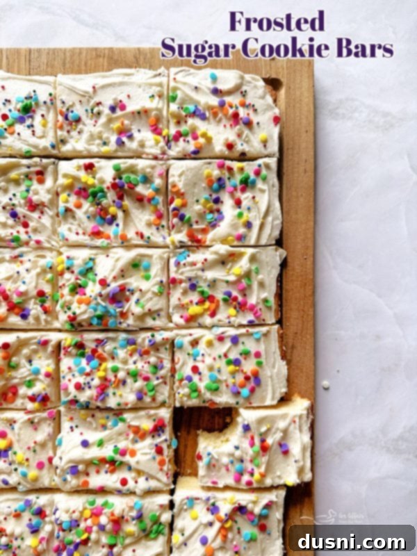 The hero shot of Frosted Sugar Cookie Bars, showcasing their delicious appeal.