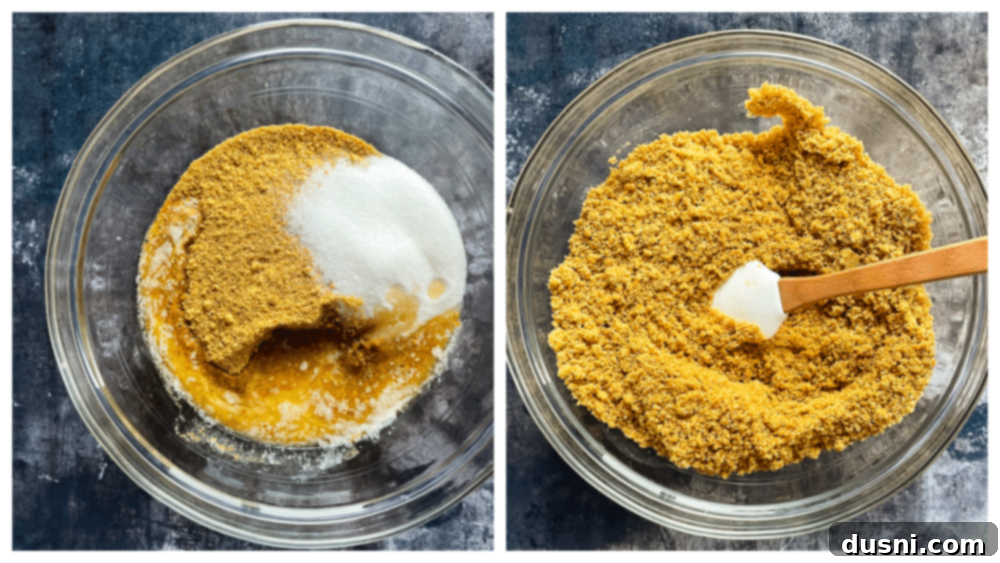A visual collage showing the step-by-step process of making the cherry dessert, from mixing the crust to spreading the creamy filling and topping with cherries.