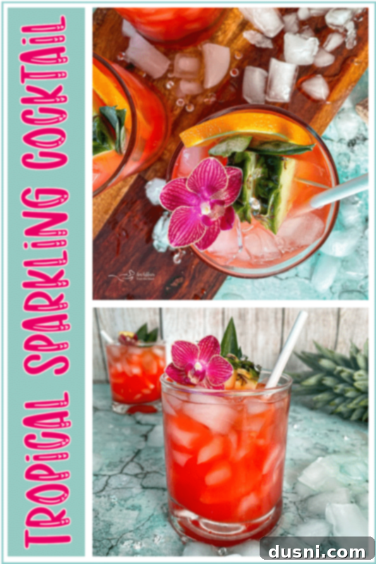 Radiant Island Fizz 12 TROPICAL SPARKLING COCKTAIL RECIPE pin image