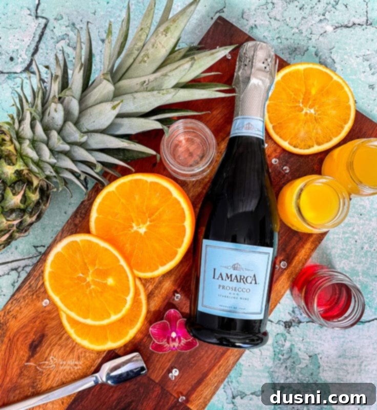 Radiant Island Fizz 7 A close-up shot of the Tropical Sparkling Cocktail, garnished beautifully.