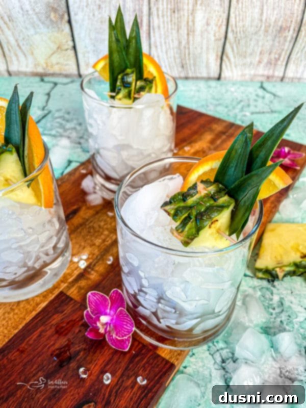 Radiant Island Fizz 8 The first step: Filling a glass with ice.